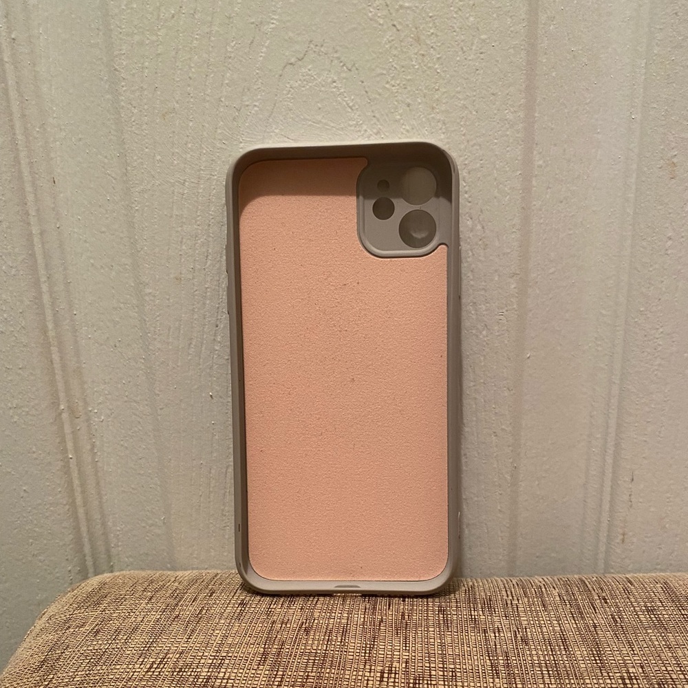 IPhone 11 Hard Silicone Gray and Pink inside Ring stand 360 Rotatable Case